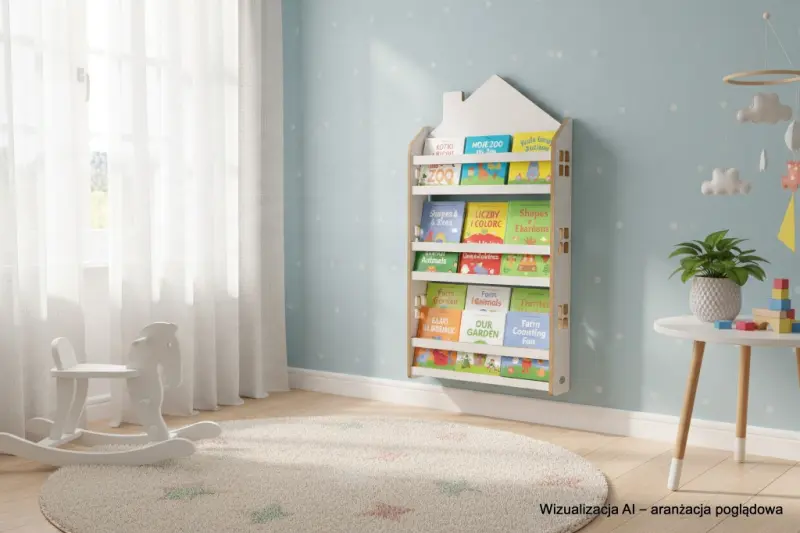 Biblioteczka wisząca – regał na książki dla dzieci Domek HBC-520 biały