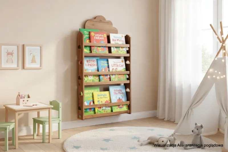 Biblioteczka wisząca – regał na książki dla dzieci Chmurka HBC-530 dębowy