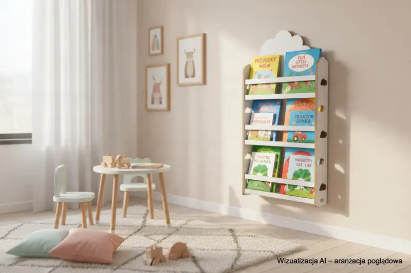 Biblioteczka wisząca – regał na książki dla dzieci Chmurka HBC-530 biały
